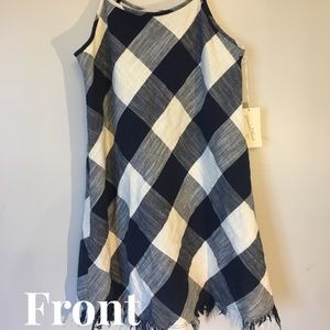 Noodle strap checkered mini dress